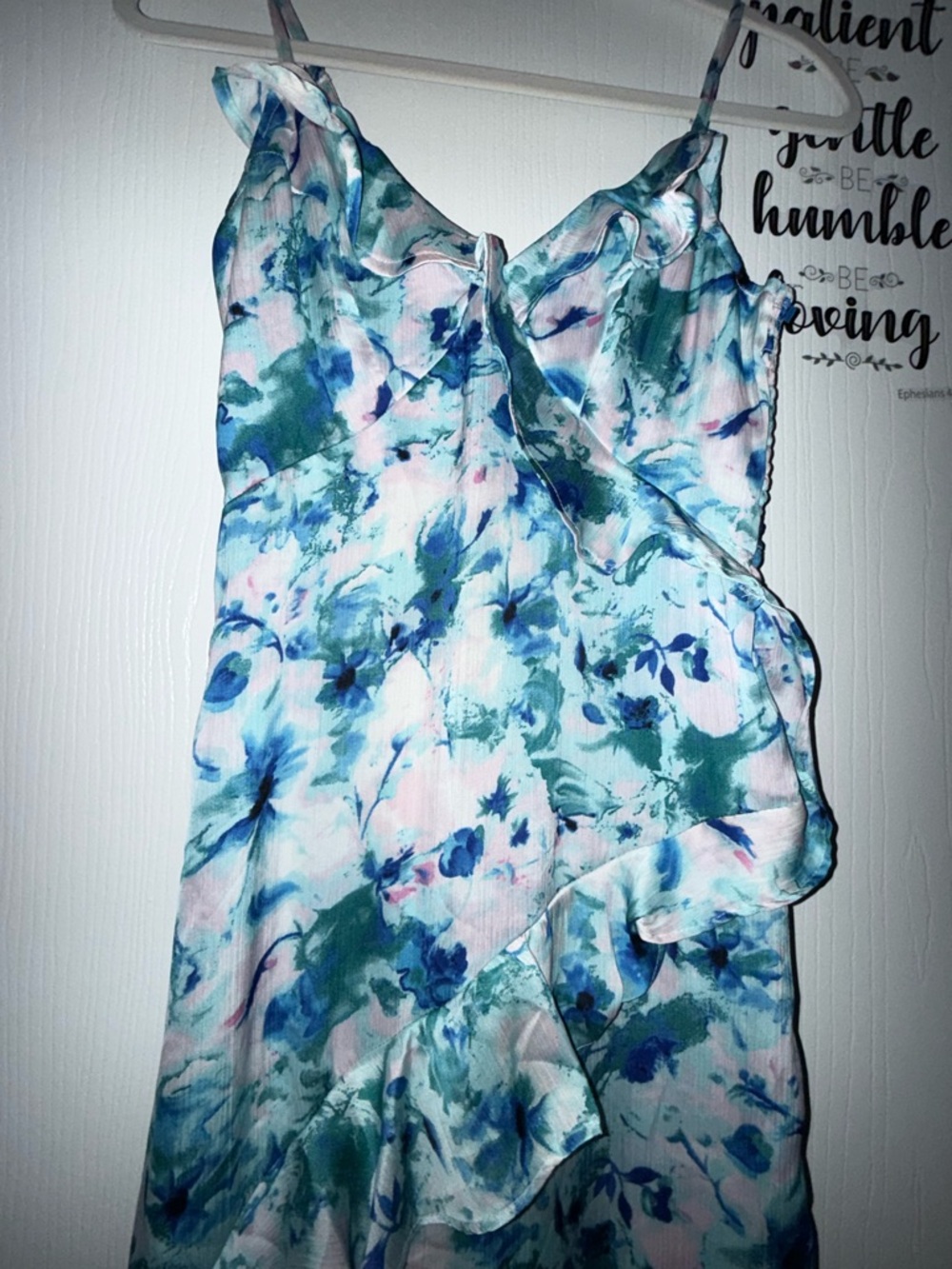 Japna Blue & Green Floral Ruffle Maxi Dress - Picture 4 of 5